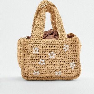 Handcrafted Tan Tote Bag with Floral Accents